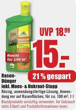 B1 Discount Baumarkt Rasen Dünger inkl. Moos- & Unkraut-Stopp Angebot