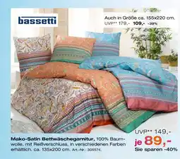 Möbel Inhofer Bassetti mako-satin bettwäschegarnitur Angebot