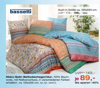 Möbel Inhofer Bassetti mako-satin bettwäschegarnitur Angebot
