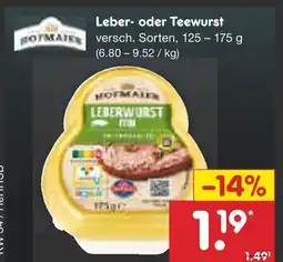 Netto Marken-Discount Hofmaier leber- oder teewurst Angebot