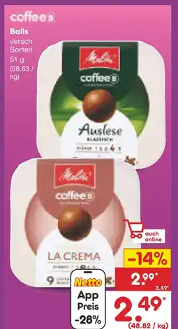 Netto Marken-Discount Melitta coffee balls Angebot