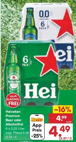 Netto Marken-Discount Heineken premium beer oder alkoholfrei Angebot