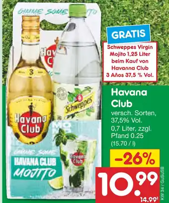 Netto Marken-Discount Havana club, schweppes havana club 3 años Angebot