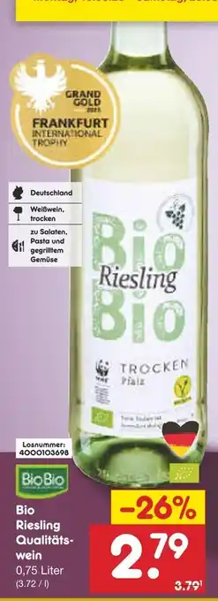 Netto Marken-Discount Biobio bio riesling qualitätswein Angebot