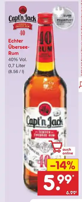Netto Marken-Discount Cap'n jack echter übersee-rum Angebot
