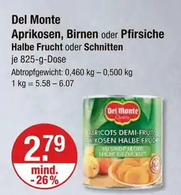 V Markt Del monte aprikosen halbe frucht Angebot