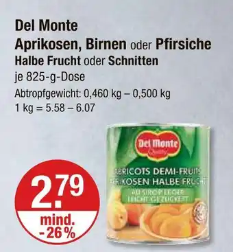 V Markt Del monte aprikosen halbe frucht Angebot