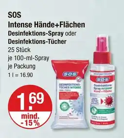 V Markt Sos intense hände+flächen desinfektions-spray Angebot