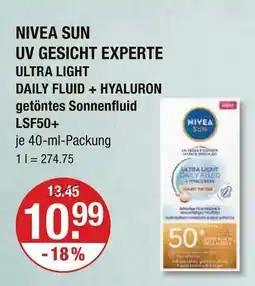 V Markt Nivea sun uv gesicht experte ultra light daily fluid + hyaluron getöntes sonnenfluid lsf50+ Angebot