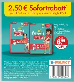 V Markt Pampers pampers baby dry pants single pack Angebot