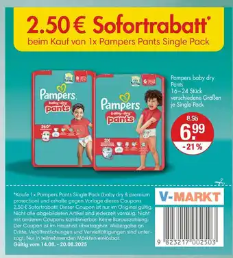 V Markt Pampers pampers baby dry pants single pack Angebot