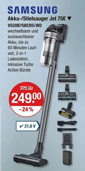V Markt Samsung akku-/stielsauger jet 75e Angebot