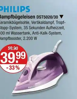 V Markt Philips dampfbügeleisen dst5020/30 Angebot