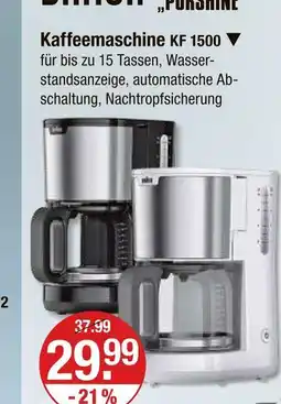 V Markt Braun kaffeemaschine kf 1500 Angebot