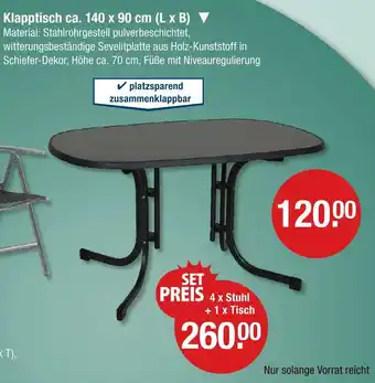 V Markt Klapptisch ca. 140 x 90 cm Angebot