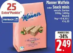 Edeka Manner Waffeln oder Snack minis Angebot