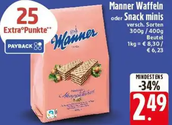 Edeka Manner Waffeln oder Snack minis Angebot