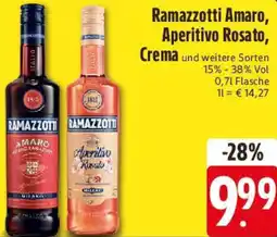 E-Center Ramazzotti Amaro, Aperitivo Rosato, Crema Angebot