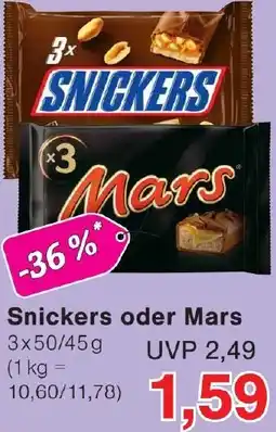 Wiglo Wunderland Snickers oder Mars Angebot