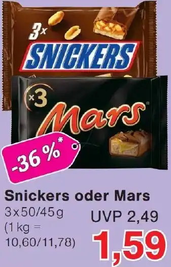 Wiglo Wunderland Snickers oder Mars Angebot
