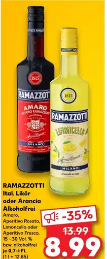 Kaufland Ramazzotti ital. likör oder arancia alkoholfrei Angebot