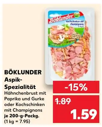 Kaufland Böklunder aspik-spezialität hähnchenbrust mit paprika und gurke Angebot