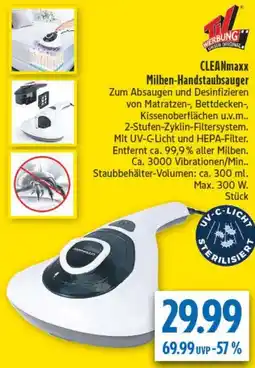 diska CLEANmaxx Milben-Handstaubsauger Angebot