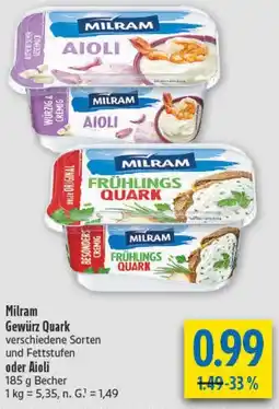 diska Milram Gewürz Quark oder Aioli Angebot
