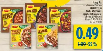 diska Maggi Fix oder Herzens Küche Würzpaste Spaghetti Bolognese Angebot