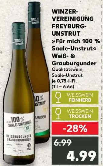 Kaufland WINZERVEREINIGUNG FREYBURG-UNSTRUT Für mich 100 % Saale-Unstrut Weiß- & Grauburgunder Angebot