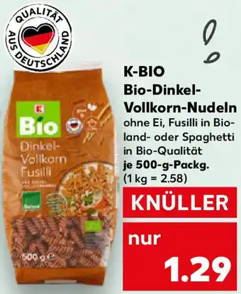 Kaufland K-BIO Bio-Dinkel Vollkorn-Nudeln Angebot