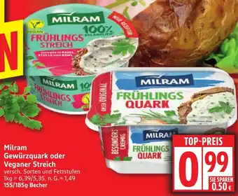 Edeka Milram Gewürzquark oder Veganer Streich Angebot