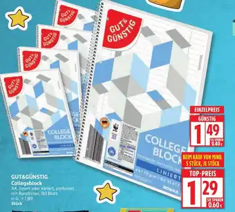 Edeka GUT&GÜNSTIG Collegeblock Angebot