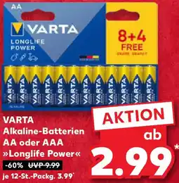 Kaufland VARTA Alkaline-Batterien AA oder AAA Longlife Power Angebot
