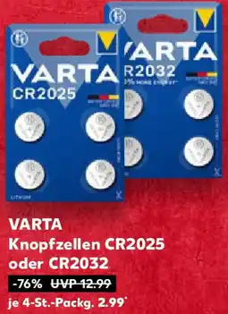 Kaufland VARTA Knopfzellen CR2025 oder CR2032 Angebot