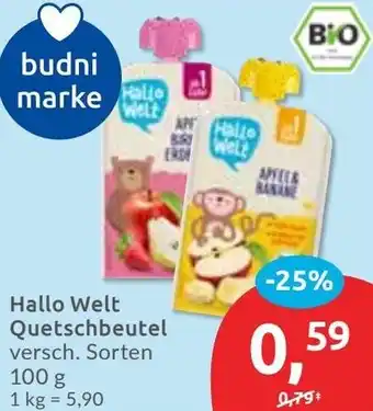 Budni Hallo Welt Quetschbeutel Angebot