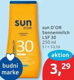 Budni sun D'OR Sonnenmilch LSF 30 Angebot