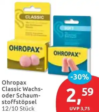 Budni Ohropax Classic Wachs- oder Schaumstoffstöpsel Angebot
