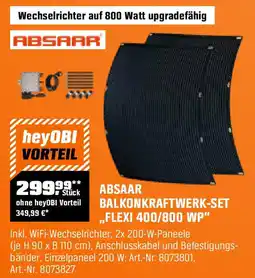 OBI ABSAAR BALKONKRAFTWERK-SET ,,FLEXI 400/800 WP" Angebot