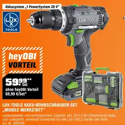 OBI LUX-TOOLS AKKU-BOHRSCHRAUBER-SET ,,MOBILE WERKSTATT" Angebot
