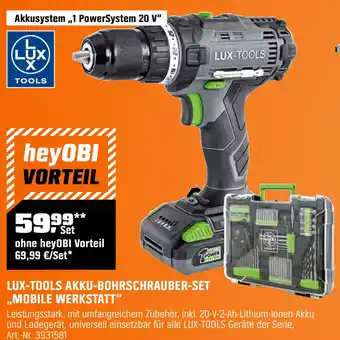 OBI LUX-TOOLS AKKU-BOHRSCHRAUBER-SET ,,MOBILE WERKSTATT" Angebot