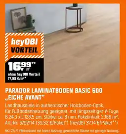 OBI PARADOR LAMINATBODEN BASIC 600 „EICHE AVANT" Angebot