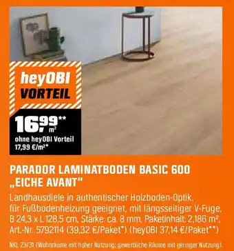 OBI PARADOR LAMINATBODEN BASIC 600 „EICHE AVANT" Angebot