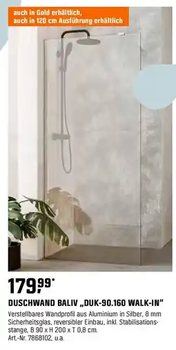 OBI DUSCHWAND BALIV ,,DUK-90.160 WALK-IN" Angebot