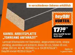 OBI KAINDL ARBEITSPLATTE ,,TORREANO ANTHRAZIT" Angebot