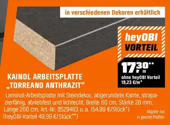 OBI KAINDL ARBEITSPLATTE ,,TORREANO ANTHRAZIT" Angebot