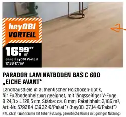 OBI PARADOR LAMINATBODEN BASIC 600 ,,EICHE AVANT" Angebot