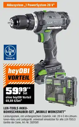 OBI LUX-TOOLS AKKU- BOHRSCHRAUBER-SET ,,MOBILE WERKSTATT" Angebot