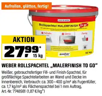 OBI WEBER ROLLSPACHTEL ,,MALERFINISH TO GO" Angebot