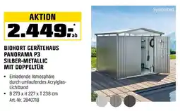 OBI BIOHORT GERÄTEHAUS PANORAMA P3 SILBER-METALLIC MIT DOPPELTÜR Angebot